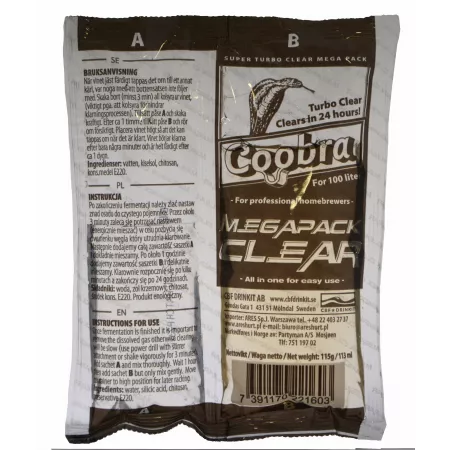 Coobra Turbo Clear Megapack – środek do klarowania nastawu 100l